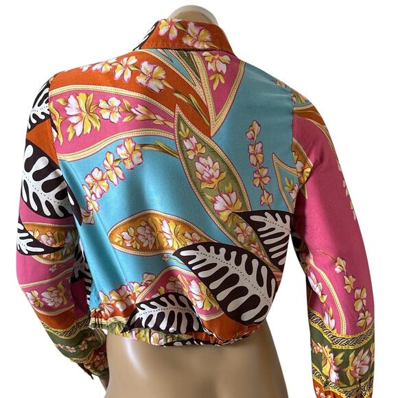 Haute Hippie Boho Cropped Tie Front Button Up Top Size Medium - Picture 4 of 9